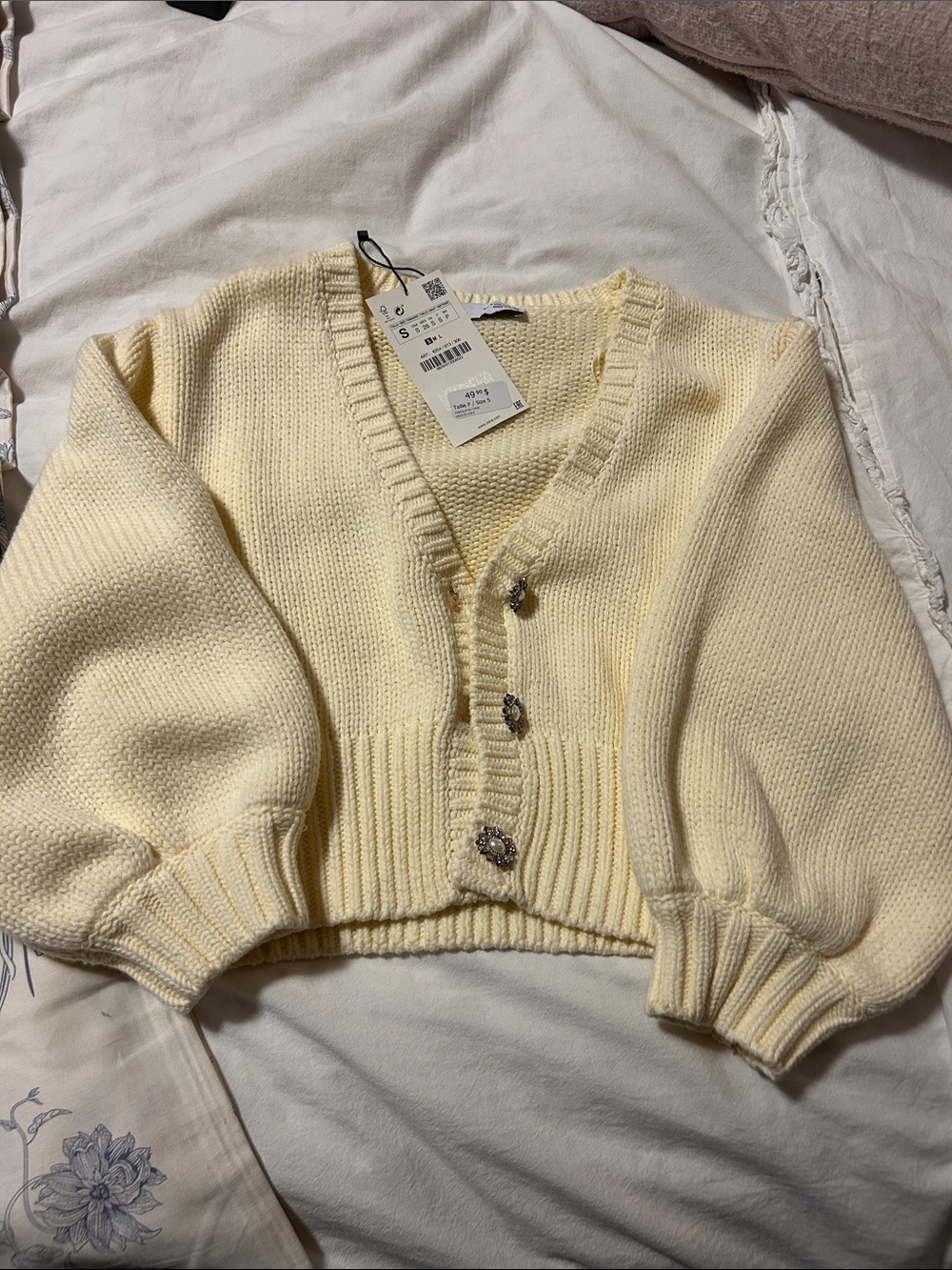 NWT cropped yellow cardigan size S